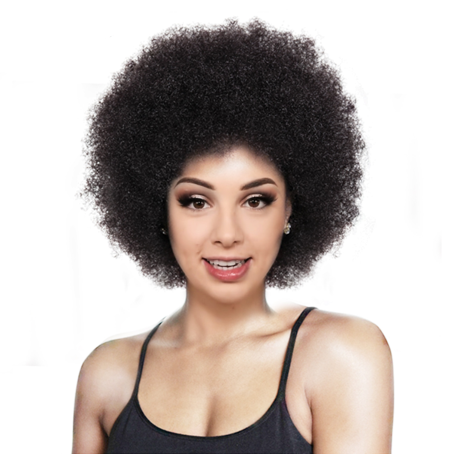Black Short Kinky Curly Non-Lace Synthetic Hair Wig Black Short Kinky Curly Non-Lace Synthetic Hair Wig