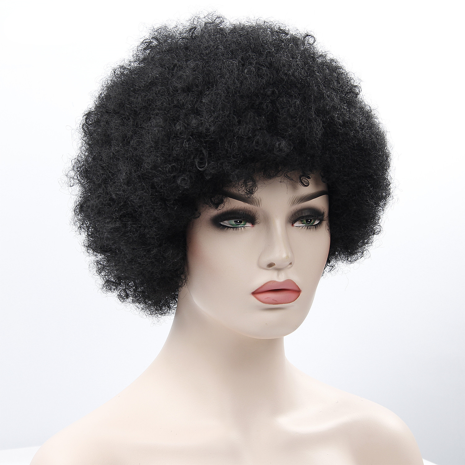 Black Short Kinky Curly Non-Lace Synthetic Hair Wig Black Short Kinky Curly Non-Lace Synthetic Hair Wig