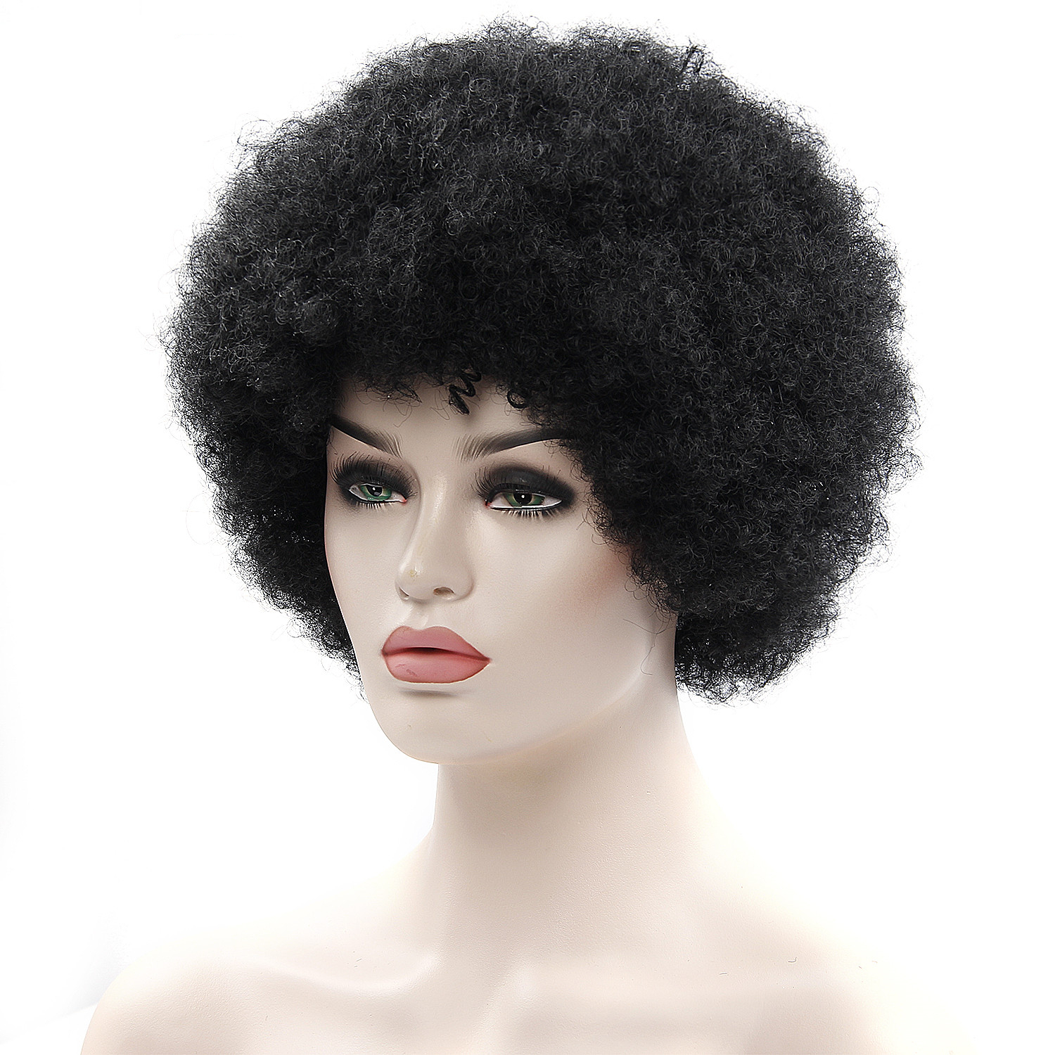 Black Short Kinky Curly Non-Lace Synthetic Hair Wig Black Short Kinky Curly Non-Lace Synthetic Hair Wig
