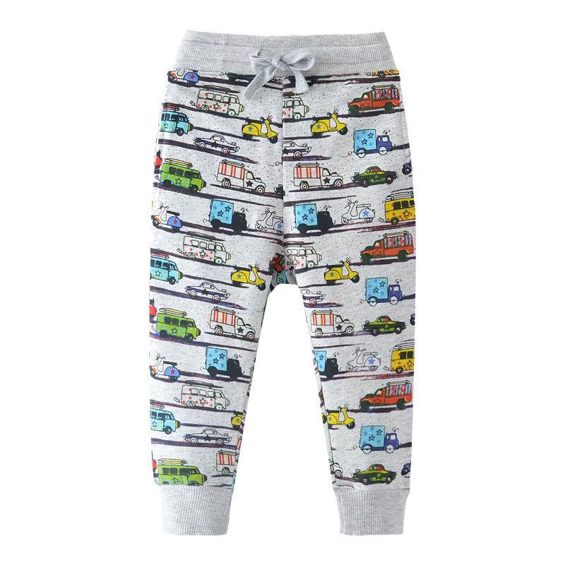 SAILEROAD 2-7Years Cartoon Car Pattern Boys Full Length Pants Spring Autumn Baby Kids Casual Pants Cotton Children Boy's Trouser