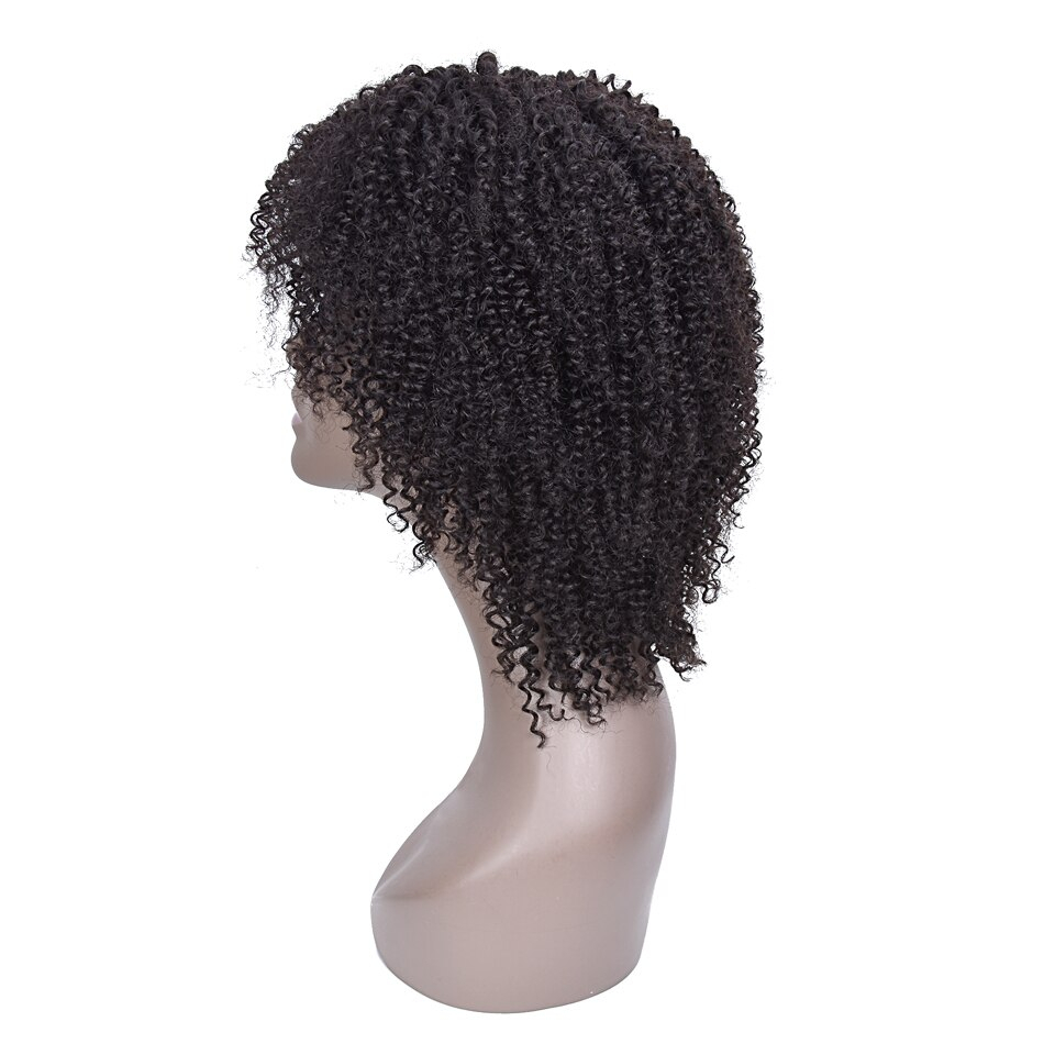 Short Kinky Curly Non-Lace Remy Human Hair Wig