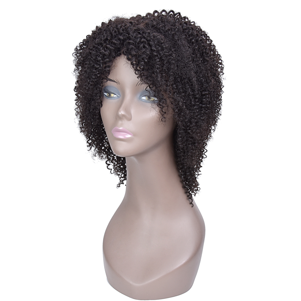 Short Kinky Curly Non-Lace Remy Human Hair Wig
