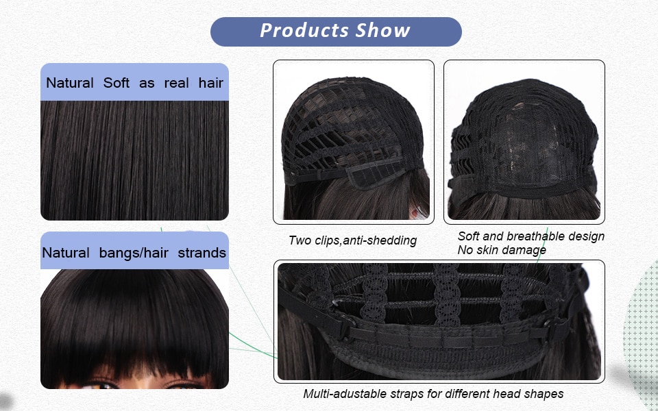 12 inch Synthetic Hair Short Bob Wig With Bang