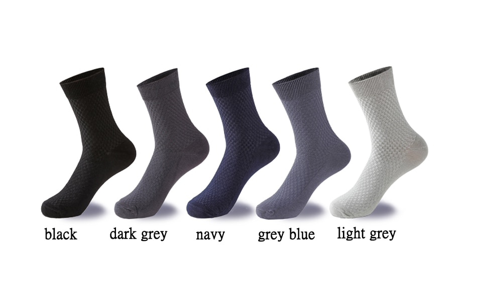Men's Bamboo Fiber Textured Socks 5 Pairs Set