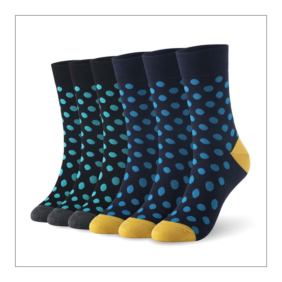 Men's Polka Dot Bamboo Fiber Socks 6 Pairs Set