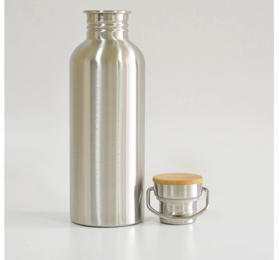 Stainless Steel Water Bottle with Bamboo Lid