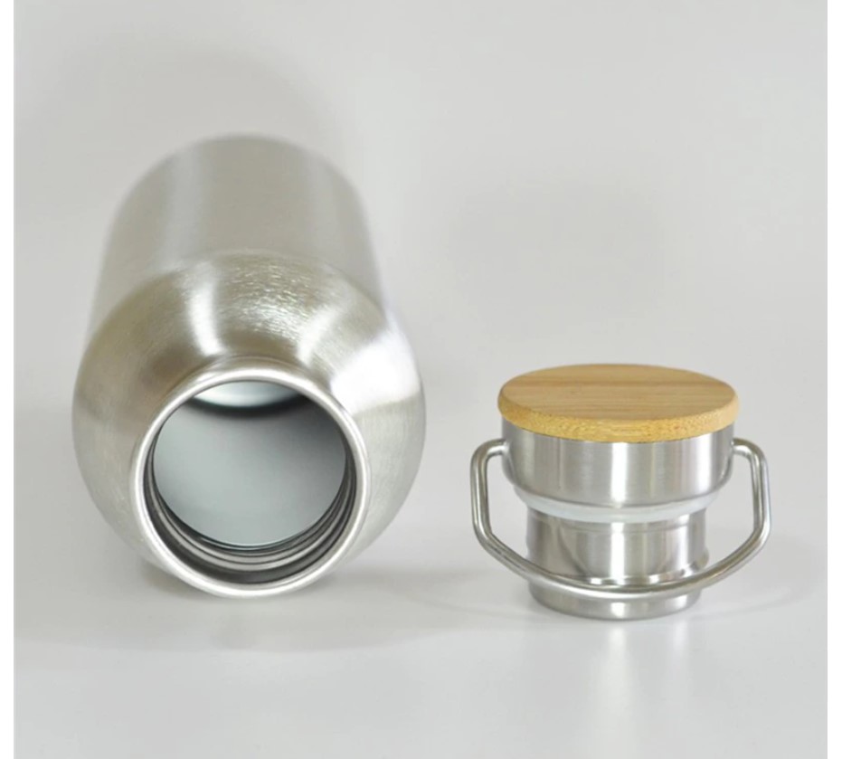 Stainless Steel Water Bottle with Bamboo Lid